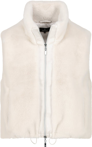 Monari Faux Fur Zipped Gilet Beige - MMJs Fashion