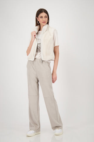 Monari Faux Fur Zipped Gilet Beige - MMJs Fashion