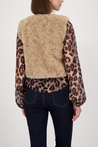 Monari Faux Fur Zipped Gilet Beige - MMJs Fashion