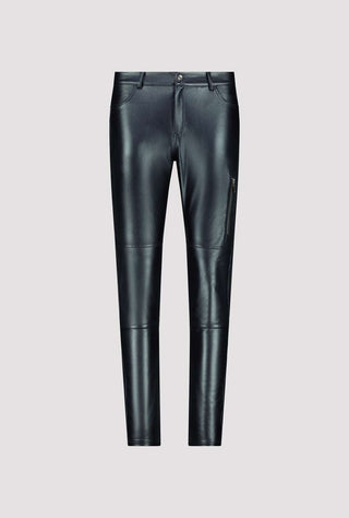 Monari Faux Leather Skinny Trousers Dark Blue - MMJs Fashion