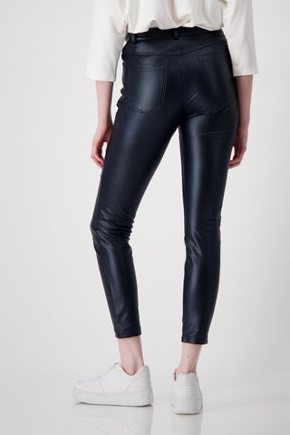 Monari Faux Leather Skinny Trousers Dark Blue - MMJs Fashion