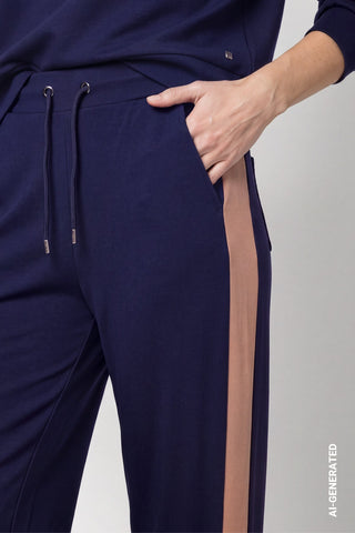 Monari Flared Drawstring Trousers Dark Blue - MMJs Fashion