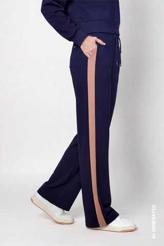Monari Flared Drawstring Trousers Dark Blue - MMJs Fashion