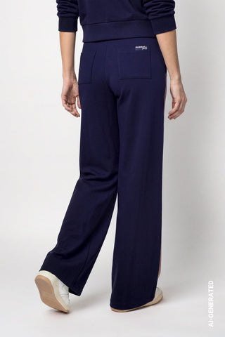Monari Flared Drawstring Trousers Dark Blue - MMJs Fashion