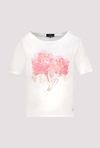 Monari Flower Print Top Ivory - MMJs Fashion