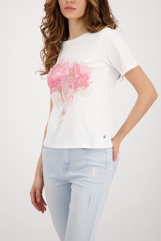 Monari Flower Print Top Ivory - MMJs Fashion