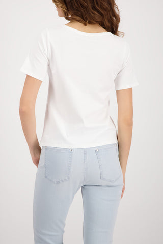 Monari Flower Print Top Ivory - MMJs Fashion