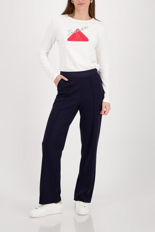 Monari Glitter Stripe Trousers Navy Blue - MMJs Fashion