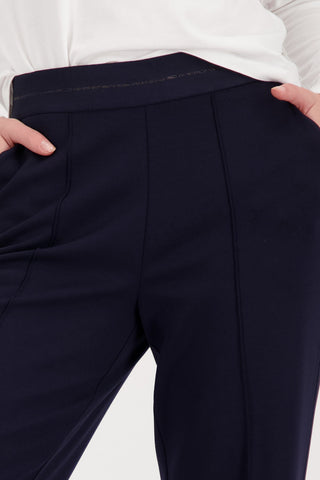 Monari Glitter Stripe Trousers Navy Blue - MMJs Fashion