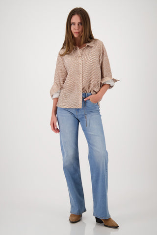 Monari Herringbone and Stud Blouse Beige - MMJs Fashion