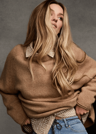 Monari Herringbone and Stud Blouse Beige - MMJs Fashion