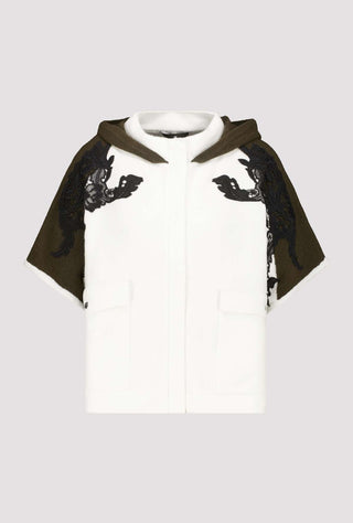 Monari Hooded Cardigan with Lace Ivory Green - MMJs Fashion