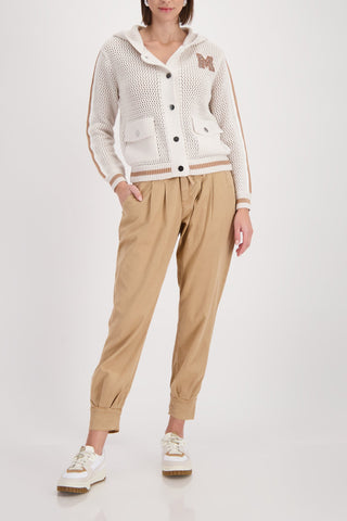 Monari Hooded Patch Cardigan Beige - MMJs Fashion