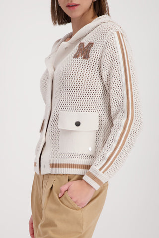 Monari Hooded Patch Cardigan Beige - MMJs Fashion