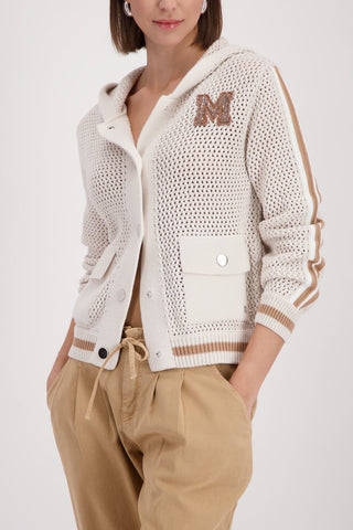 Monari Hooded Patch Cardigan Beige - MMJs Fashion