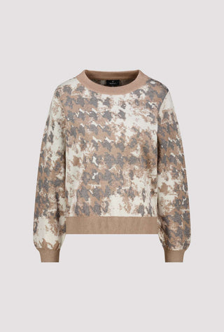 Monari Houndstooth Jacquard Jumper Beige Grey - MMJs Fashion