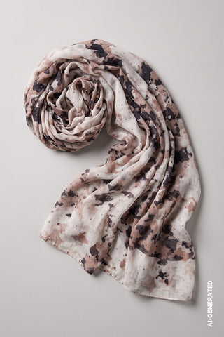 Monari Houndstooth Print Rectangular Scarf Beige Ivory - MMJs Fashion