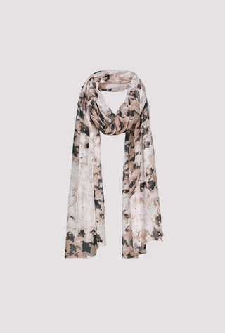 Monari Houndstooth Print Rectangular Scarf Beige Ivory - MMJs Fashion