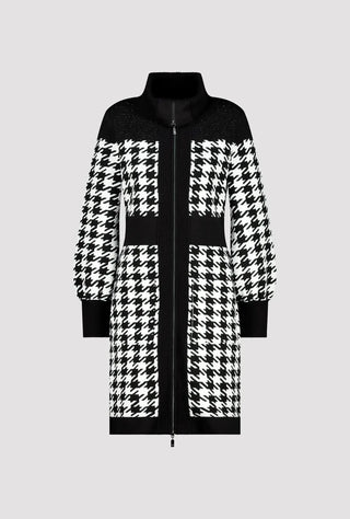 Monari Houndstooth Zipped Cardigan Black Ivory - MMJs Fashion