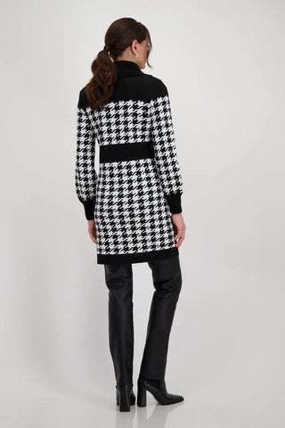 Monari Houndstooth Zipped Cardigan Black Ivory - MMJs Fashion