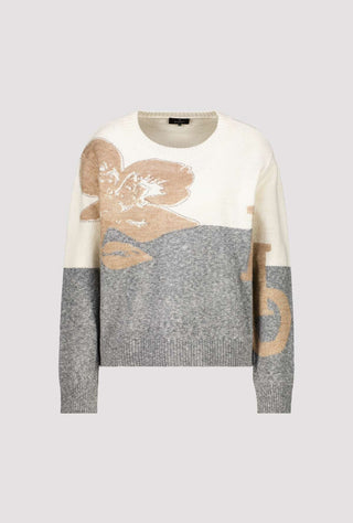 Monari Intarsia Jumper Grey Beige Ivory - MMJs Fashion