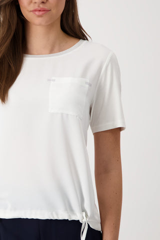 Monari Jersey Viscose Top with Pocket Ivory - MMJs Fashion