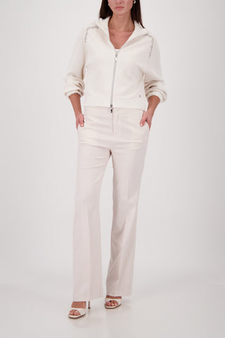 Monari Jewelled Zip Cardigan Beige - MMJs Fashion
