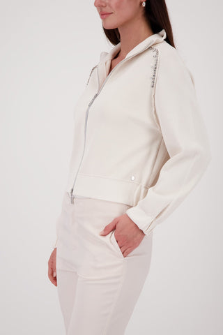 Monari Jewelled Zip Cardigan Beige - MMJs Fashion