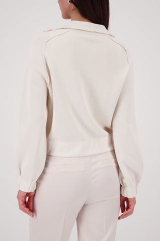 Monari Jewelled Zip Cardigan Beige - MMJs Fashion