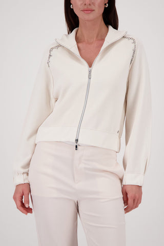 Monari Jewelled Zip Cardigan Beige - MMJs Fashion
