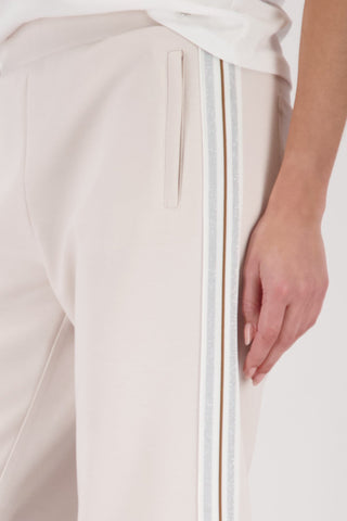 Monari Jogger Trousers with Lurex Stripe Detail Beige - MMJs Fashion