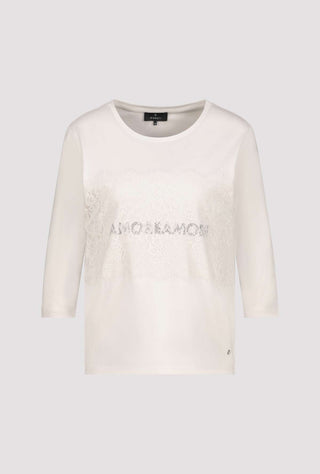 Monari Lace and Script Top Beige - MMJs Fashion