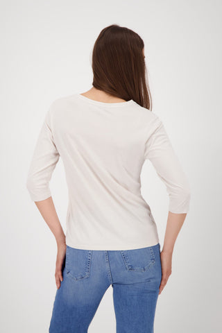 Monari Lace and Script Top Beige - MMJs Fashion
