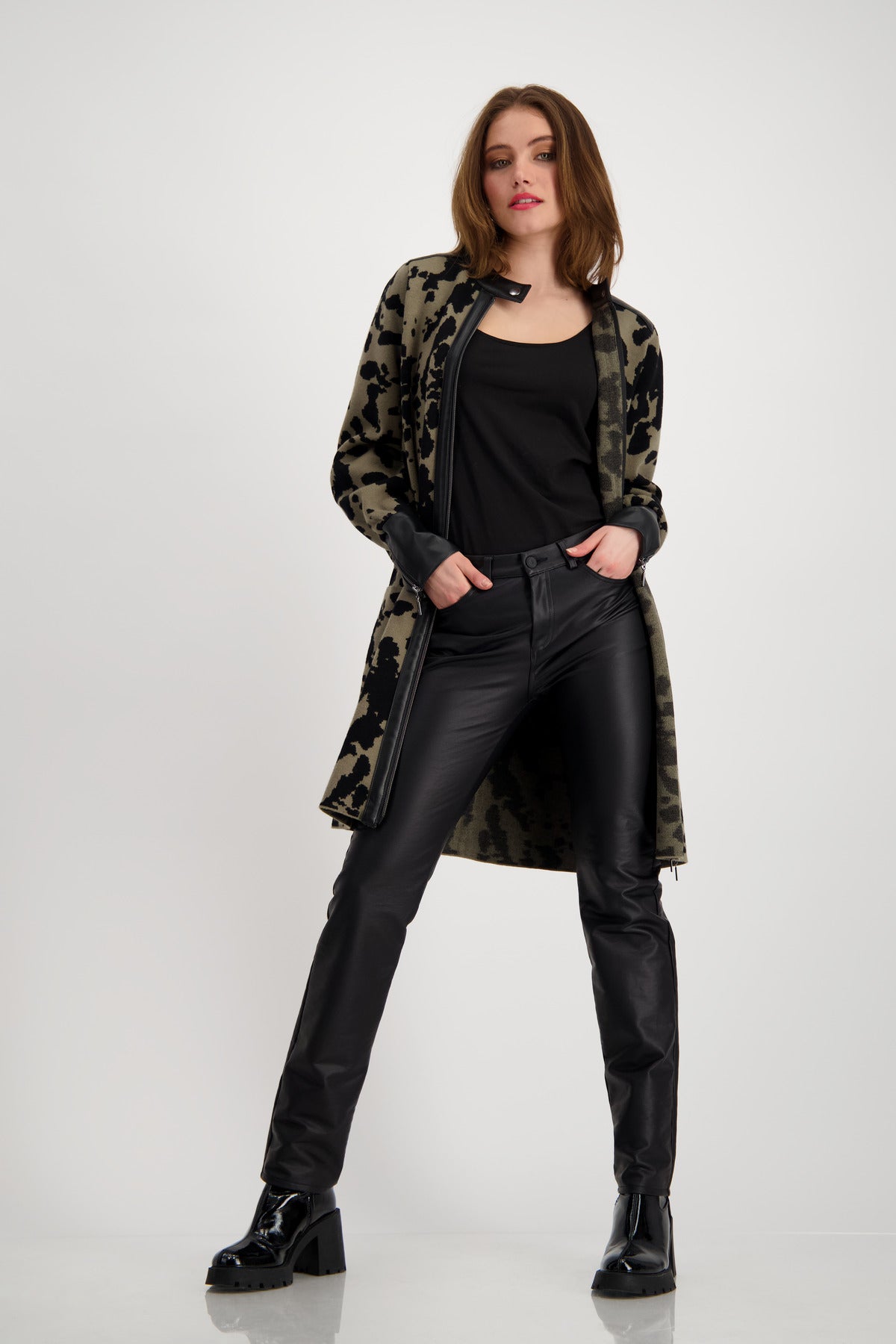 Monari Leopard Print Cardigan Black Green MMJs Fashion