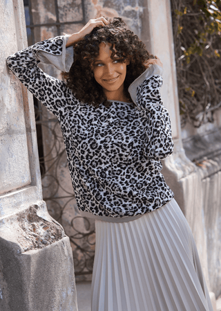 Monari Leopard Print Jumper Beige - MMJs Fashion