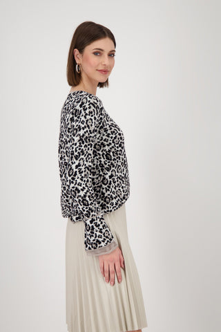 Monari Leopard Print Jumper Beige - MMJs Fashion