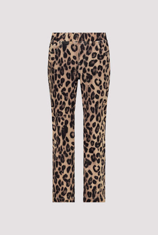 Monari Leopard Print Pull - On Trousers Beige - MMJs Fashion