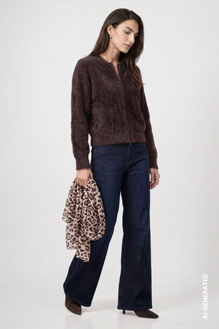 Monari Leopard Print Rectangular Scarf Brown - MMJs Fashion