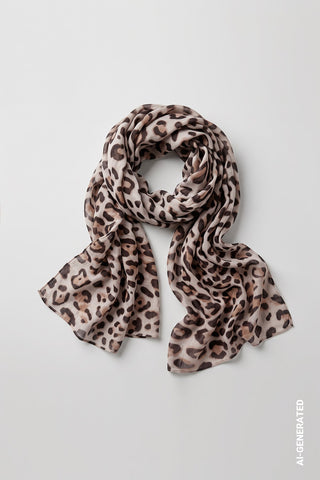 Monari Leopard Print Rectangular Scarf Brown - MMJs Fashion