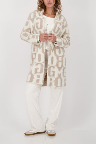 Monari Letter Pattern Jacket Beige Ivory - MMJs Fashion
