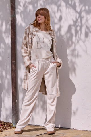 Monari Letter Pattern Jacket Beige Ivory - MMJs Fashion