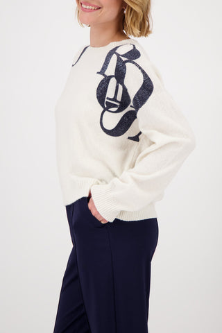 Monari Letters Detail Jumper Ivory - MMJs Fashion
