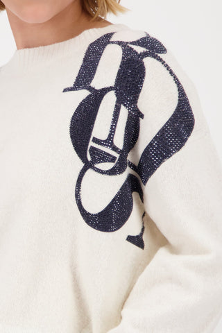 Monari Letters Detail Jumper Ivory - MMJs Fashion