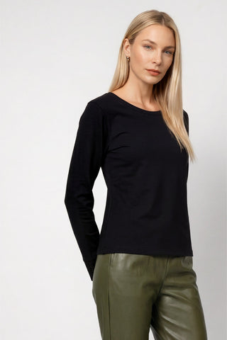 Monari Long Sleeved Rhinestone Top Black - MMJs Fashion