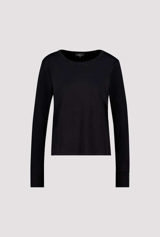 Monari Long Sleeved Rhinestone Top Black - MMJs Fashion