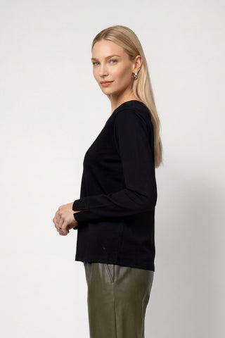 Monari Long Sleeved Rhinestone Top Black - MMJs Fashion