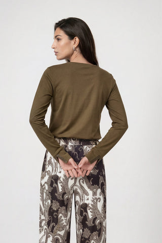Monari Long Sleeved Top Olive Green - MMJs Fashion