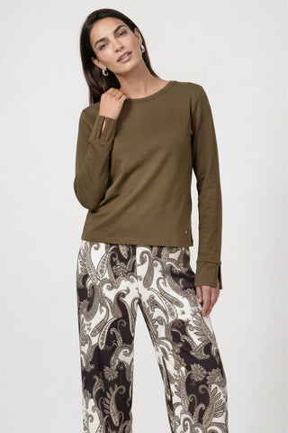 Monari Long Sleeved Top Olive Green - MMJs Fashion