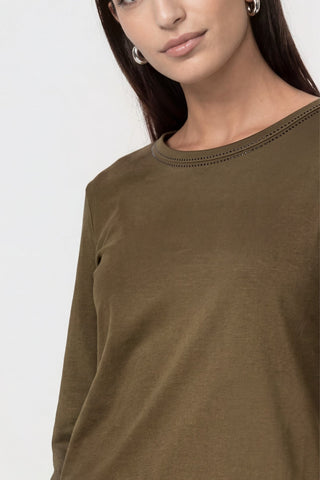 Monari Long Sleeved Top Olive Green - MMJs Fashion