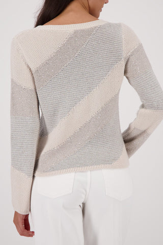 Monari Material Mix Stripe Jumper Beige - MMJs Fashion